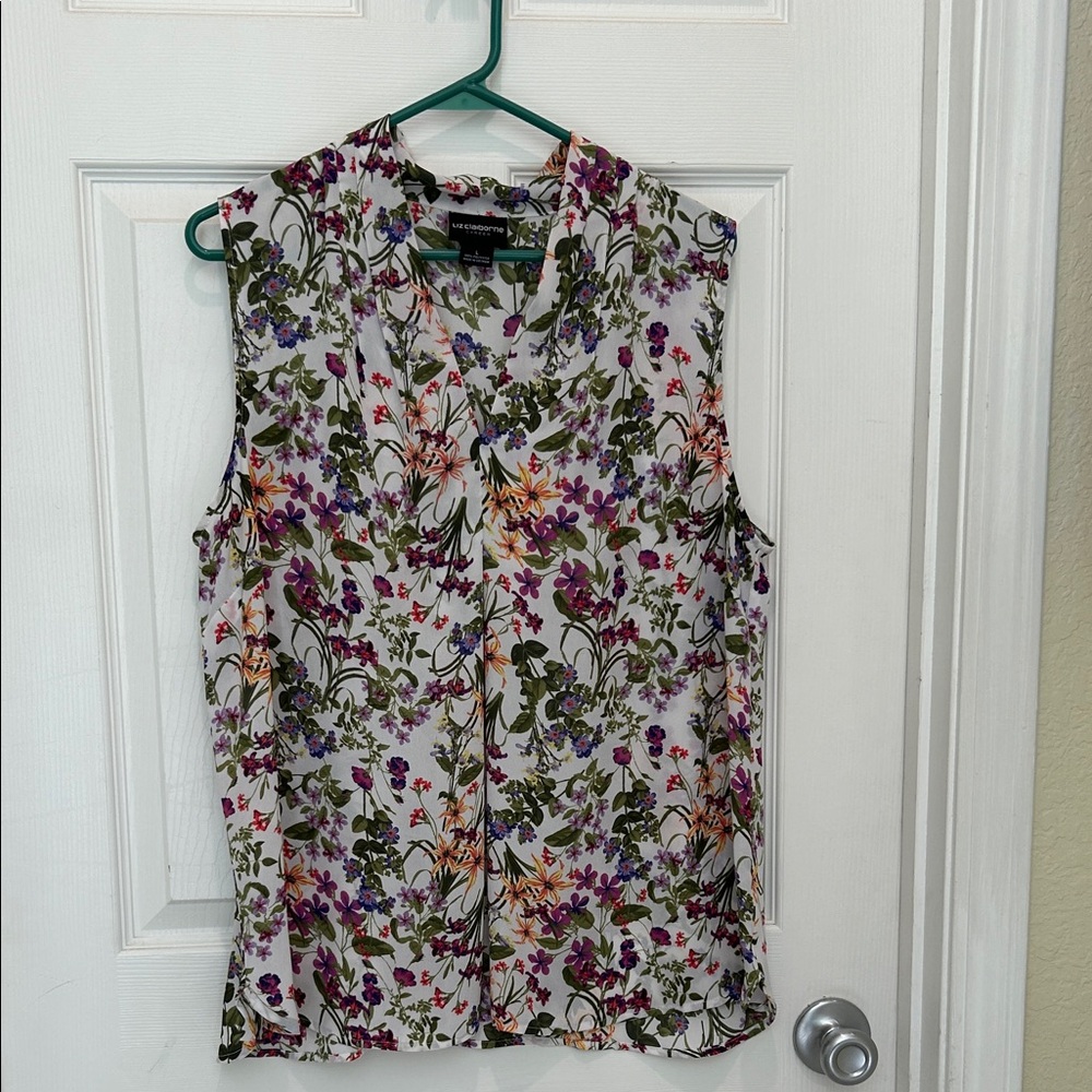 Christopher & Banks Multicolor Floral Sleeveless Top